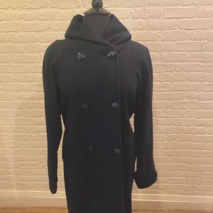 Full length hooded wool coat plus size